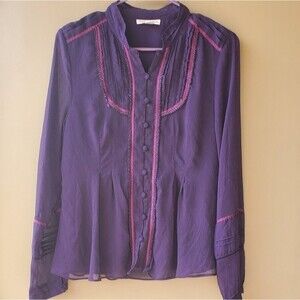 Coldwater Creek Purple Button Up Long sleeve Blouse